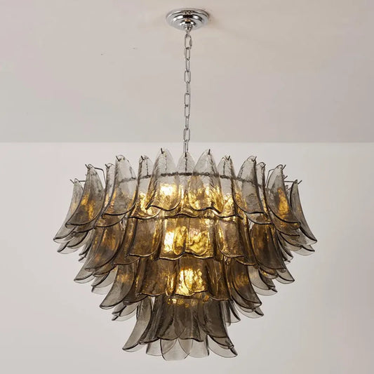 Murano Gray Glass Artistic Shell Design Indoor Led Chandelier Lamps For Bedroom Living Dining Room Home Decor Lighting