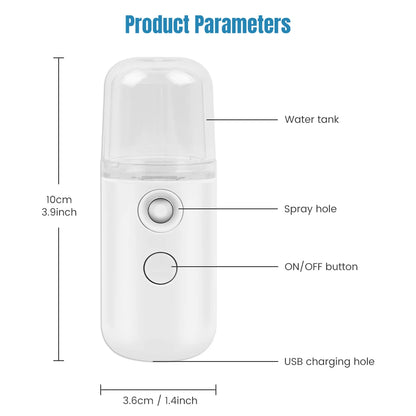 Nano Facial Steamer Facial Mister Portable Face Mister Cool Nano Mist Sprayer for Face Hydrating Sprayer Mini Handy Face Mister