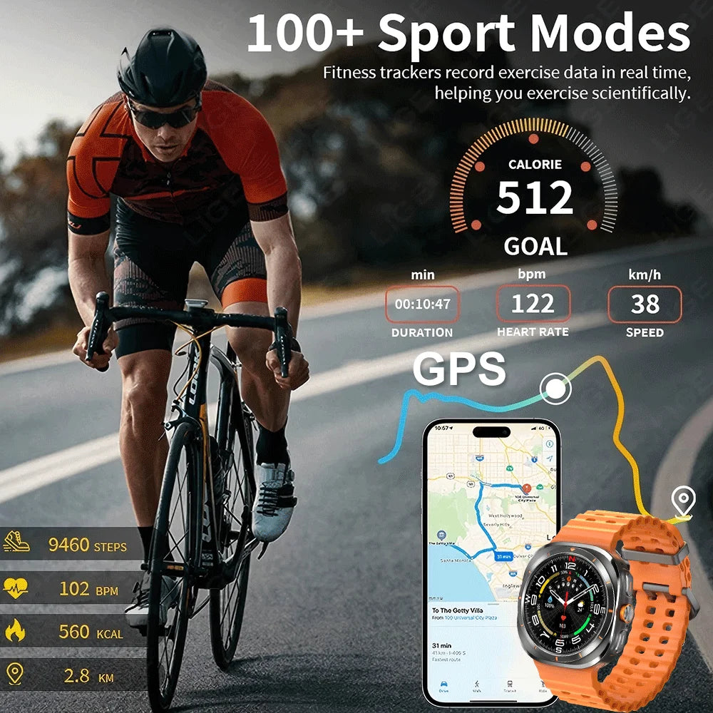 Smart Watch 8 Ultra New Color Matching GPS Compass Smartwatch Bluetooth call NFC IP68 Waterproof Health monitoring Reduction100%