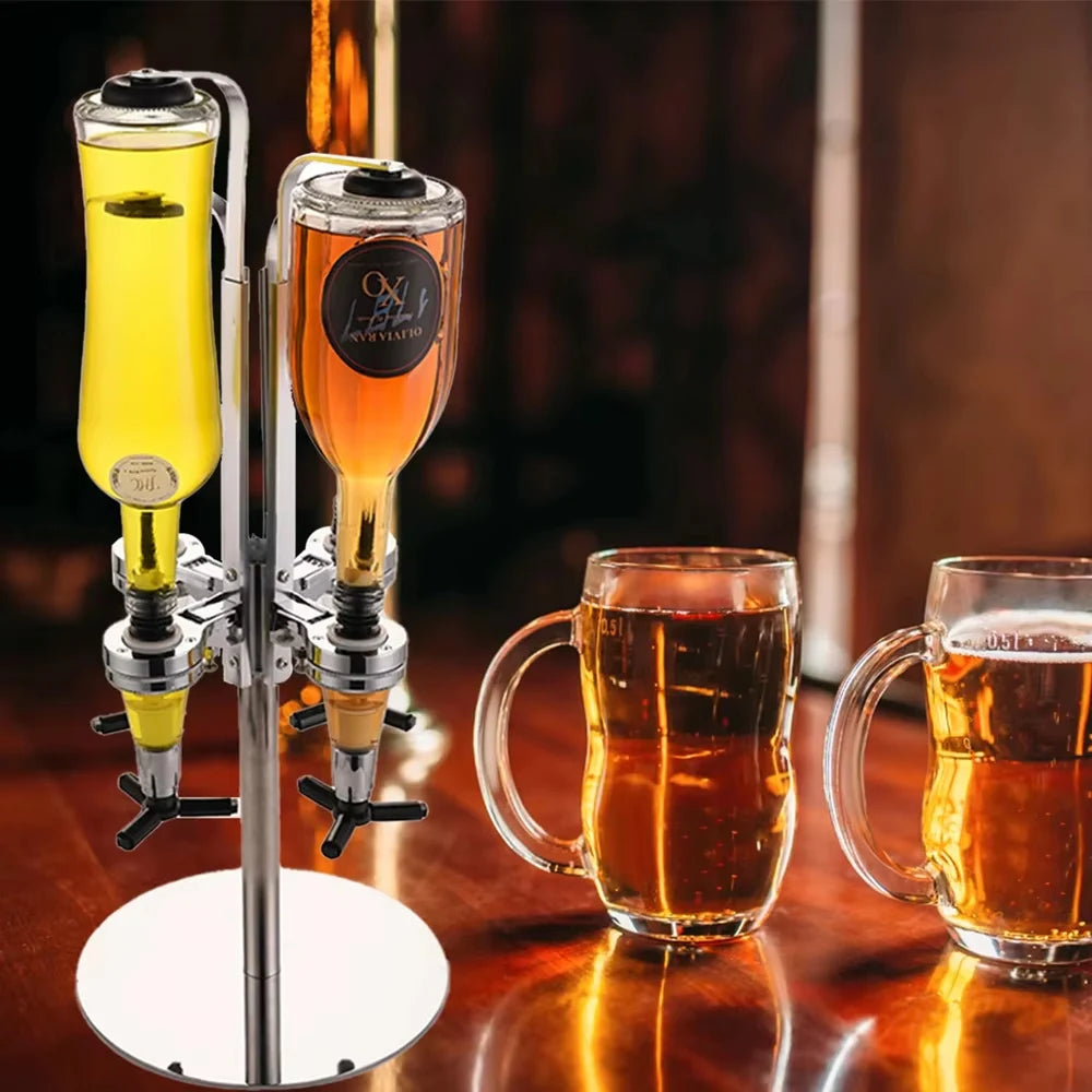 Rotate Beverage Liquor Whiskey Dispenser,Rotating Liquor Dispenser 2/4 Bottle,Standing beer Drink Alcohol Shot Wine Rack for Bar