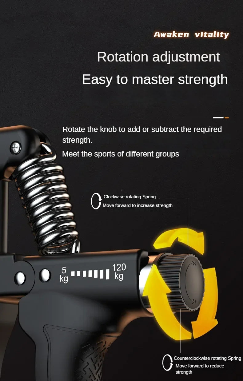 5-120Kg Handgrip Gym Fitness Men Adjustable Finger Heavy Exerciser Strength for Muscle Recovery Hand Gripper Trainer