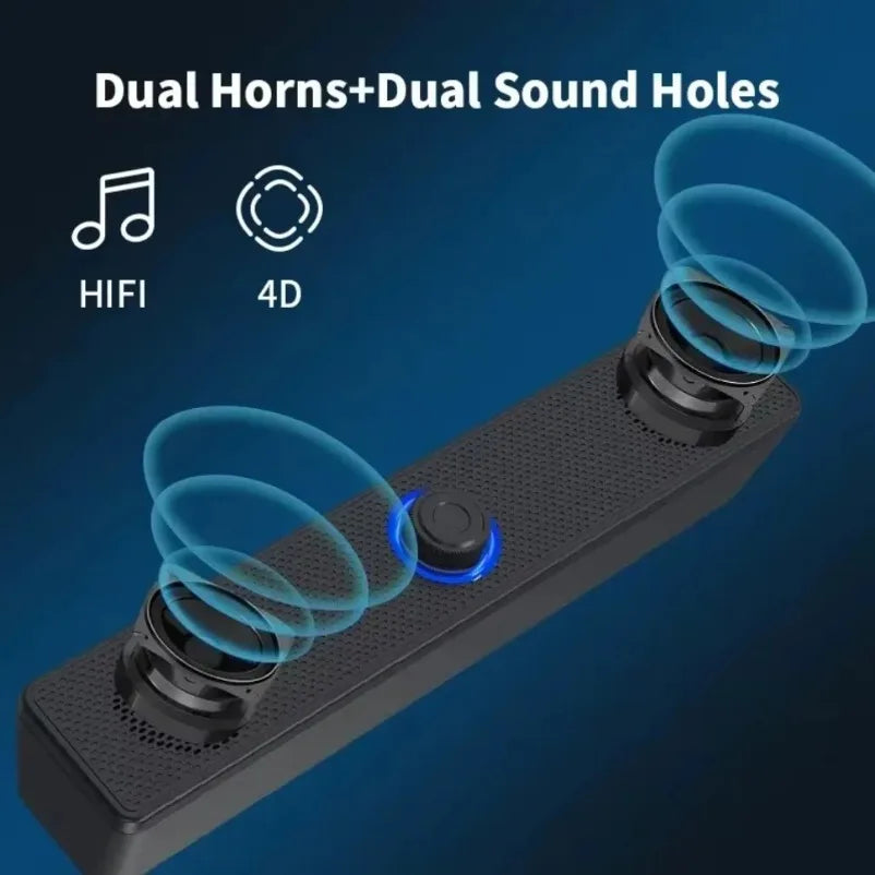 USB Powered Bluetooth PC Soundbar Wired and Wireless Speaker Soundbar for TV Pc Laptop Gaming Home Theater Surround Audio System