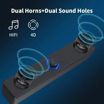 USB Powered Bluetooth PC Soundbar Wired and Wireless Speaker Soundbar for TV Pc Laptop Gaming Home Theater Surround Audio System