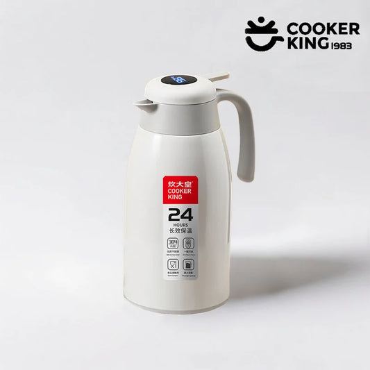 COOKER KING 2.2L Stainless Steel Coffee Pot 304 Stainless Steel+PP Intelligent Temperature Display Thermos Kettle Travel Kettle