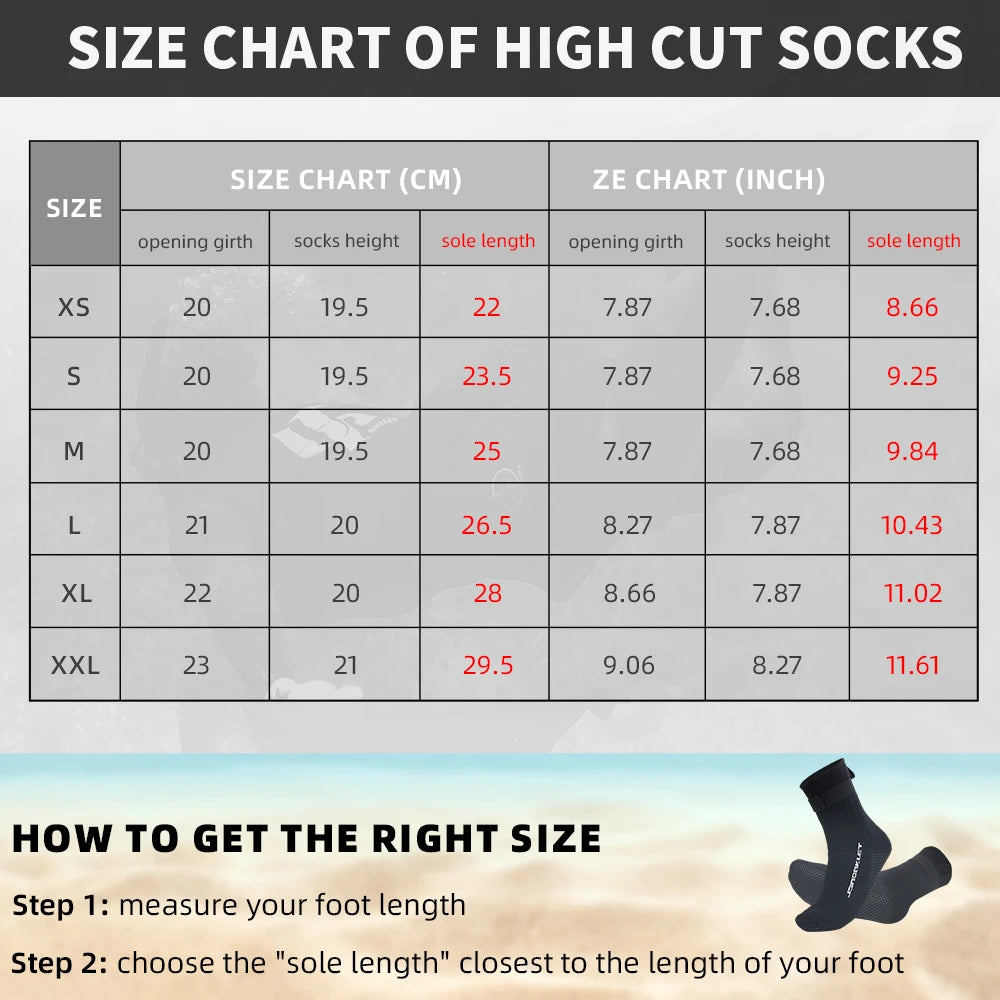 Men Women's 3MM Neoprene Diving Socks Warm Swimming Snorkeling Beach Volleyball Water Sports Boots High Cut Wetsuit Shoes