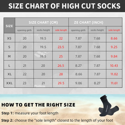 Men Women's 3MM Neoprene Diving Socks Warm Swimming Snorkeling Beach Volleyball Water Sports Boots High Cut Wetsuit Shoes