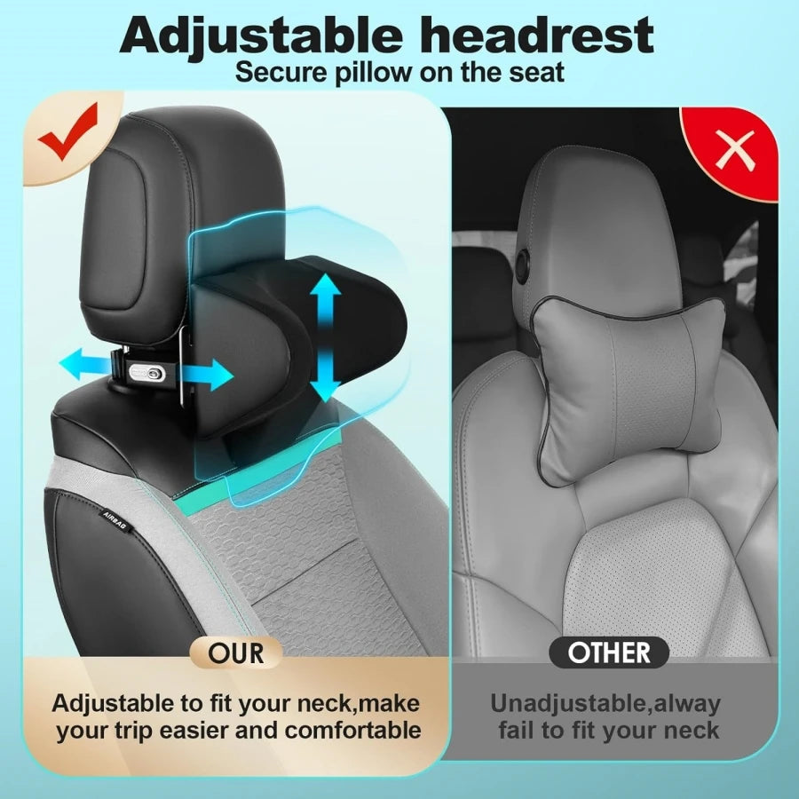 Adjustable Car Headrest Pillow Multi-use Car Neck Pillow for Driving Seat Head Support with Hidden Hook and Tablet Phone Holder