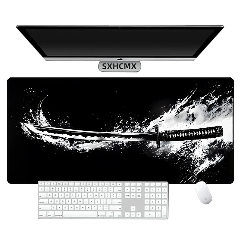 Japanese Katana Mouse Pad Large Computer Office Game Table Mats New XXL Rubber Anti-slip Gaming Keyboard Mousepad Long Desk Pads
