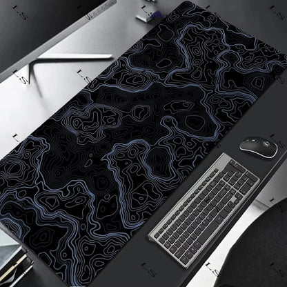 Black White Topographic Map XXL Mouse pad Computer Keyboard Pad Mouse Mat Gamer Soft Office Carpet Table Mat Desktop MousePad