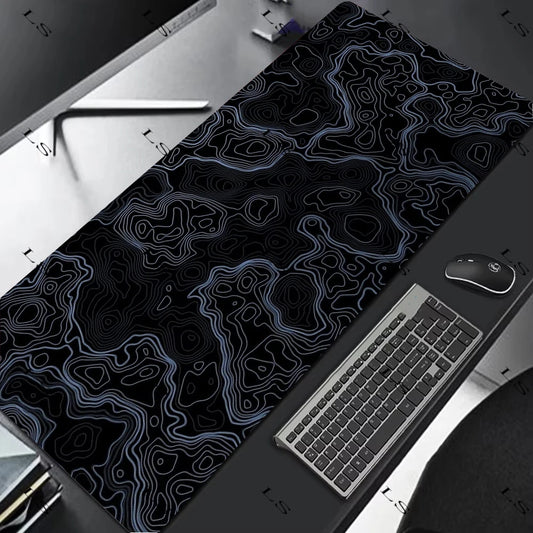 Black White Topographic Map XXL Mouse pad Computer Keyboard Pad Mouse Mat Gamer Soft Office Carpet Table Mat Desktop MousePad