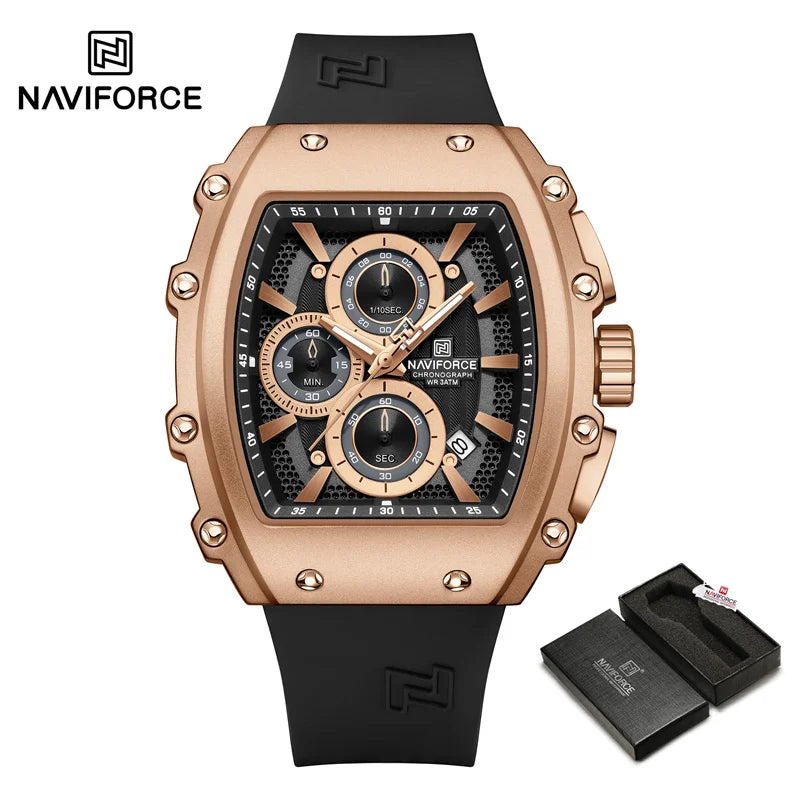 NAVIFORCE Fashionable 2025 Watches for Men Multifunctional 30M Waterproof Sports Quartz Silicone Strap Luxury Clock Reloj Hombre