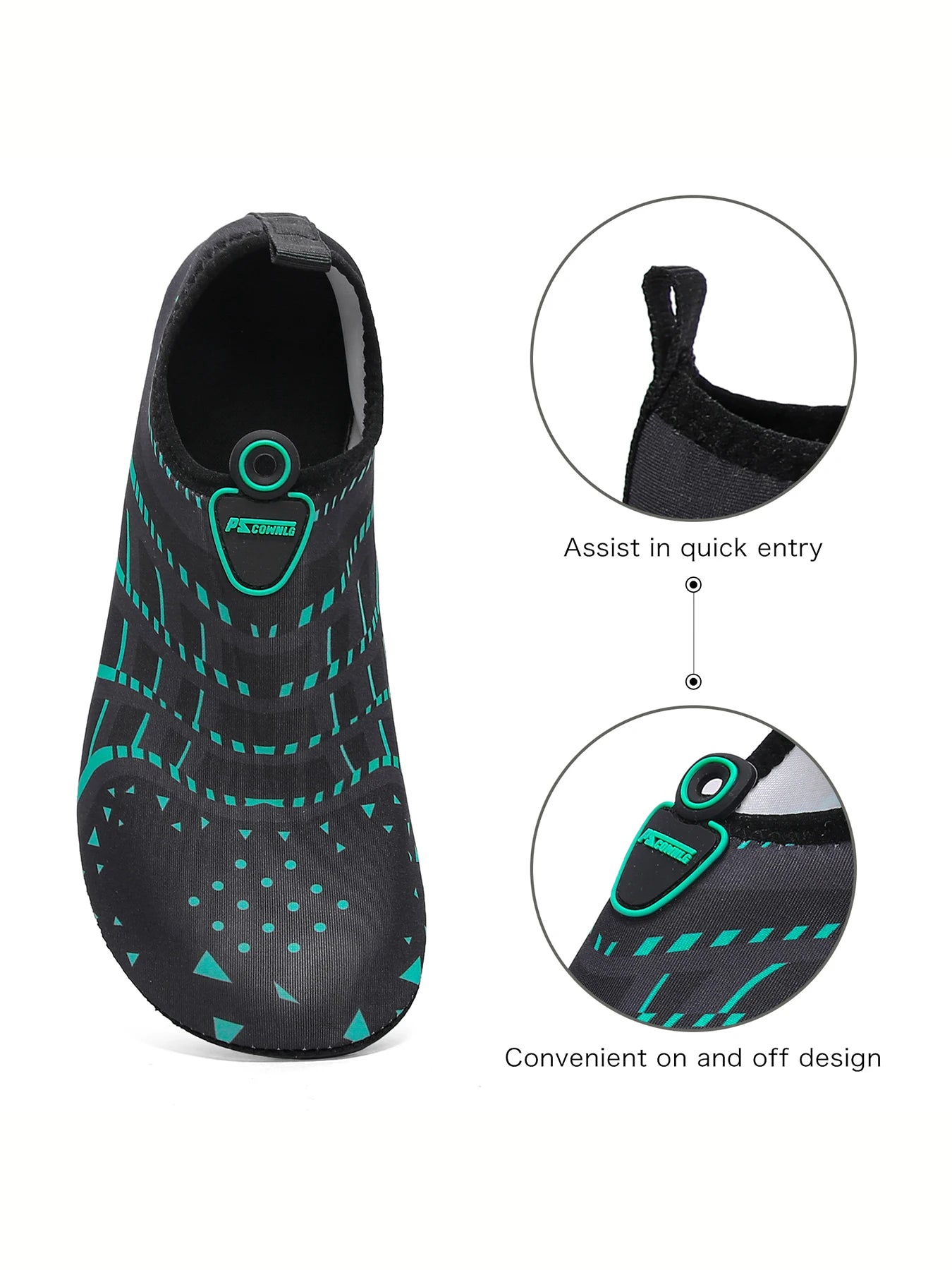 New Beach Shoes Wading Upstream Shoes Non-Slip Water Socks Swimming Shoes Breathable Treadmill Soft Shoes Black Soft Soled