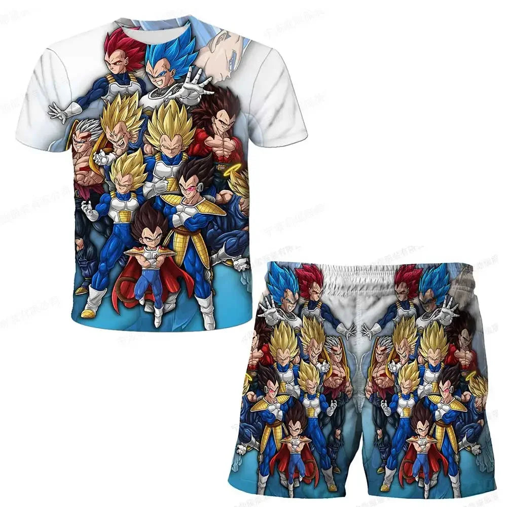 Fashion Dragon Ball Z Tshirt Set Kids Vegeta Boys Clothes Girls Mens Women T-shirt Suit Trucksuit Clothes 3d Goku Short Sleeve