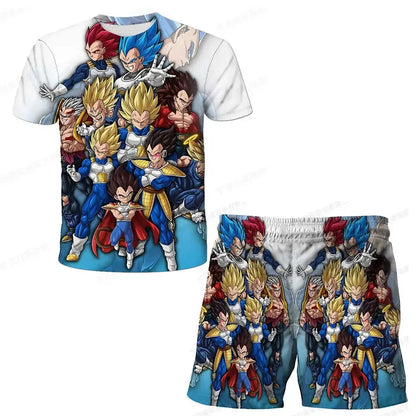 Fashion Dragon Ball Z Tshirt Set Kids Vegeta Boys Clothes Girls Mens Women T-shirt Suit Trucksuit Clothes 3d Goku Short Sleeve