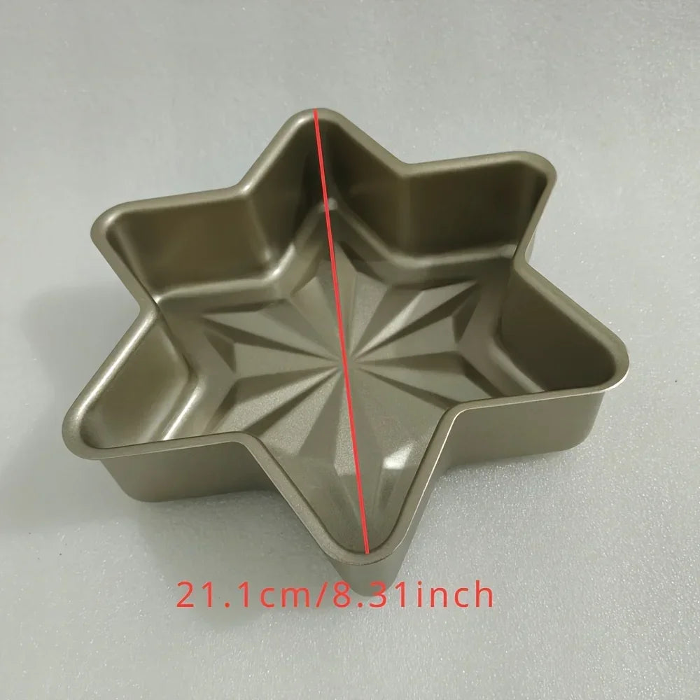 1PC hexagonal non stick bread mold snowflake shaped cheese mousse sponge cake creative face mold baking tray