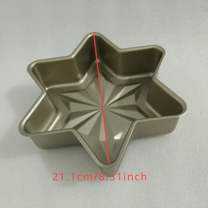 1PC hexagonal non stick bread mold snowflake shaped cheese mousse sponge cake creative face mold baking tray