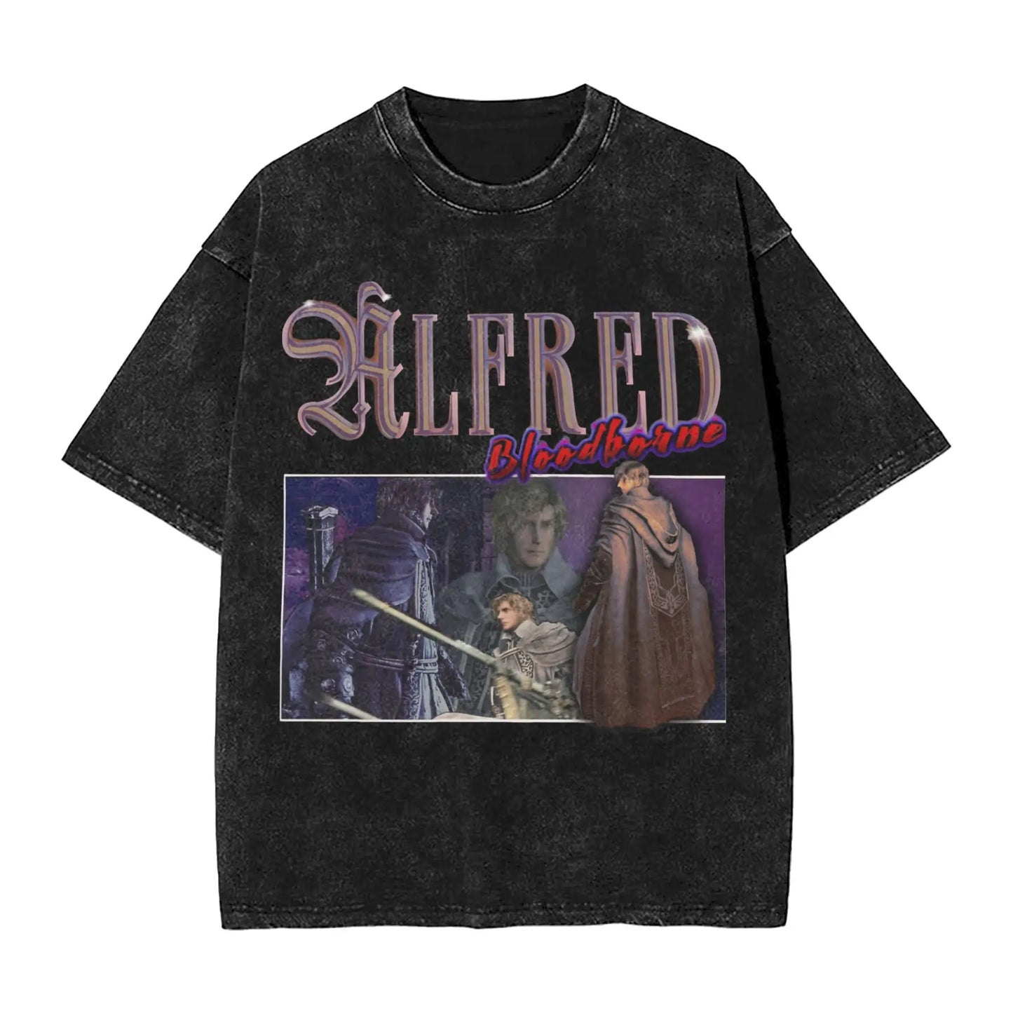 Bloodborne Darks Souls Washed T Shirts Streetwear Hip Hop Vintage T-Shirt  Tees Tops for Men Women Cotton Street Graphic Printed