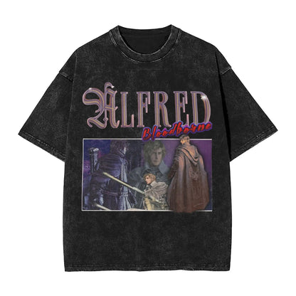 Bloodborne Darks Souls Washed T Shirts Streetwear Hip Hop Vintage T-Shirt  Tees Tops for Men Women Cotton Street Graphic Printed