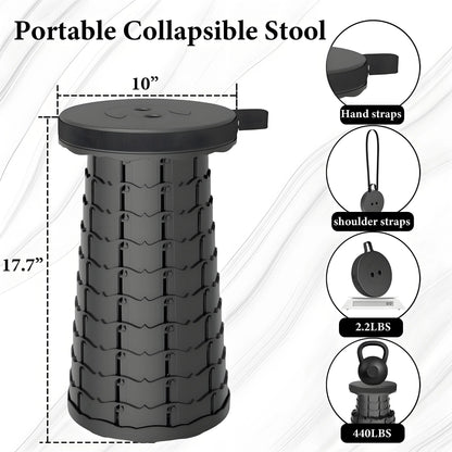 Portable Folding Stool Capacity Compact Camping Seat | Lightweight for Fishing Hiking Outdoor Events Subway Bus Commuting
