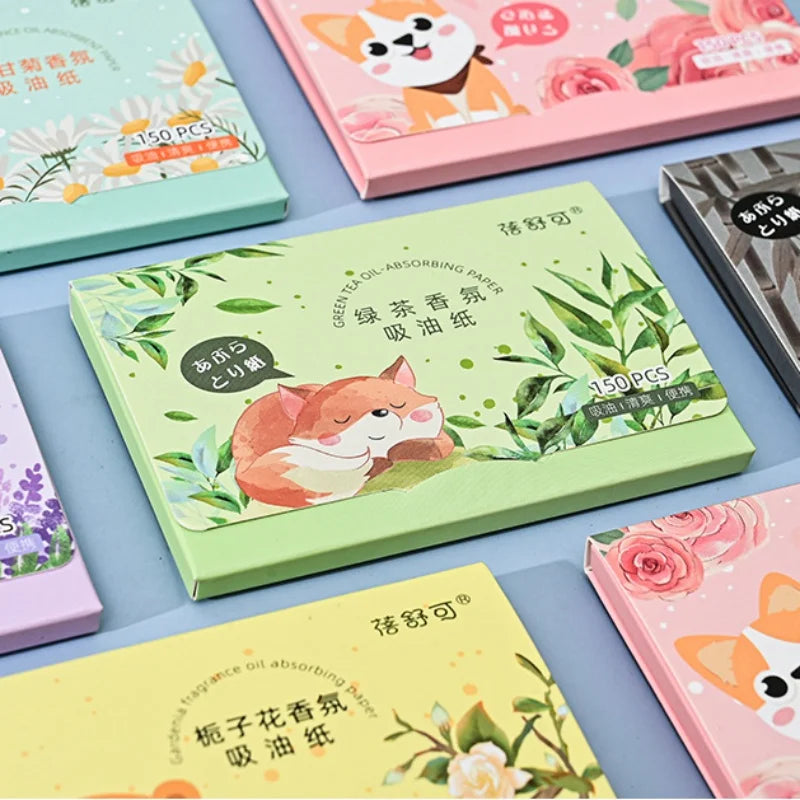150pcs Oil Blotting Paper Facial Cleansing Oil Control Absorbing Tissues Straight For Handy Face Blotting Sheets Men Women Set