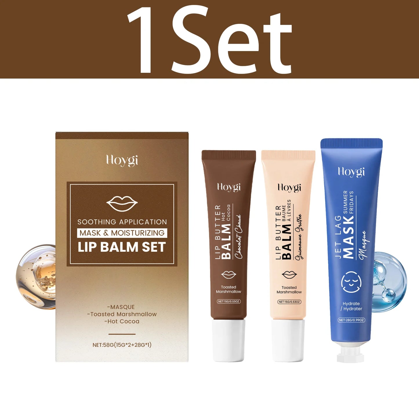 HOYGI Face Mask and Lip Balm Set Nourishing Repair Exfoliating Lip Care Deep Hydration Moisturizing Soothing Firming Facial Mask