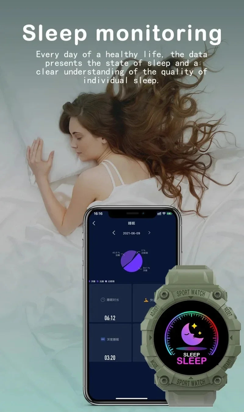 Smart Fitness Watch with Bluetooth - Music Control, Step Tracking, Weather & Message Alerts for Active Users