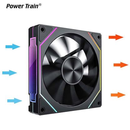 Power Train PRISM 5 Pro Computer Chassis Fan 120mm ARGB 4Pin PWM Quiet CPU Cooling Fan 12V Large Air Volume 56.8CFM/600-1500RPM