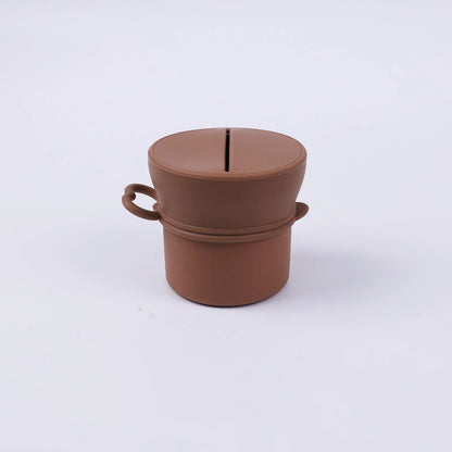 Portable Silicone Cup with Handle Food Grade Easy Clean Travel Mug BPA Free Leak Proof Drinking Cup for Outdoor Office