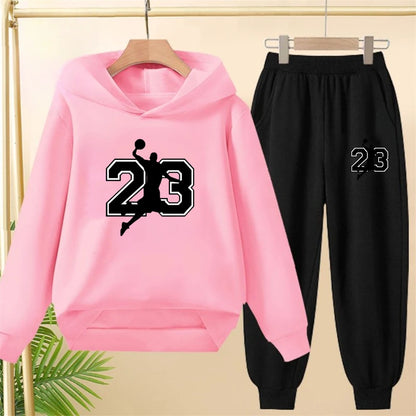 Children's Top and bottom Number 23 Basketball Hoodies Girls Boy age 3-12 Coat Casual Toddle Sweatshirr Hood autumn clothing