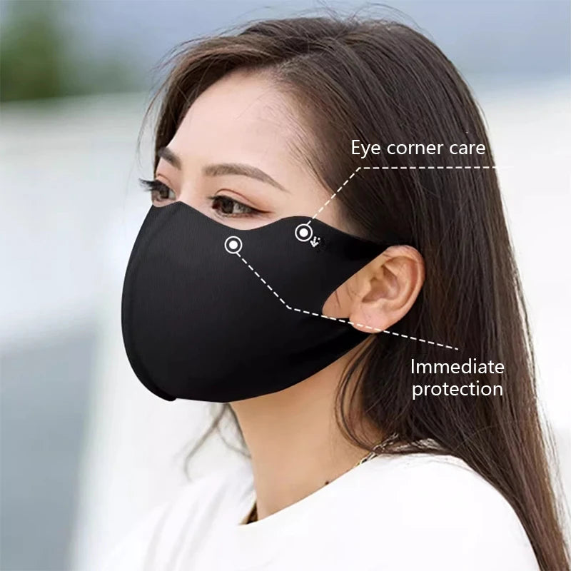 UPF50+ Anti-UV Face Cover Washable Hyaluronic Acid Face Mask Outdoor Running Cycling Sports Sun Protection Mask