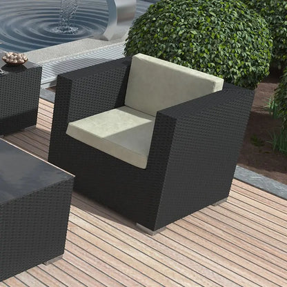 Rattan Garden Furniture Set, Outdoor Corner Sofa Couch, Handwoven Rattan Patio Conversation Set, Cushions and Glass Table
