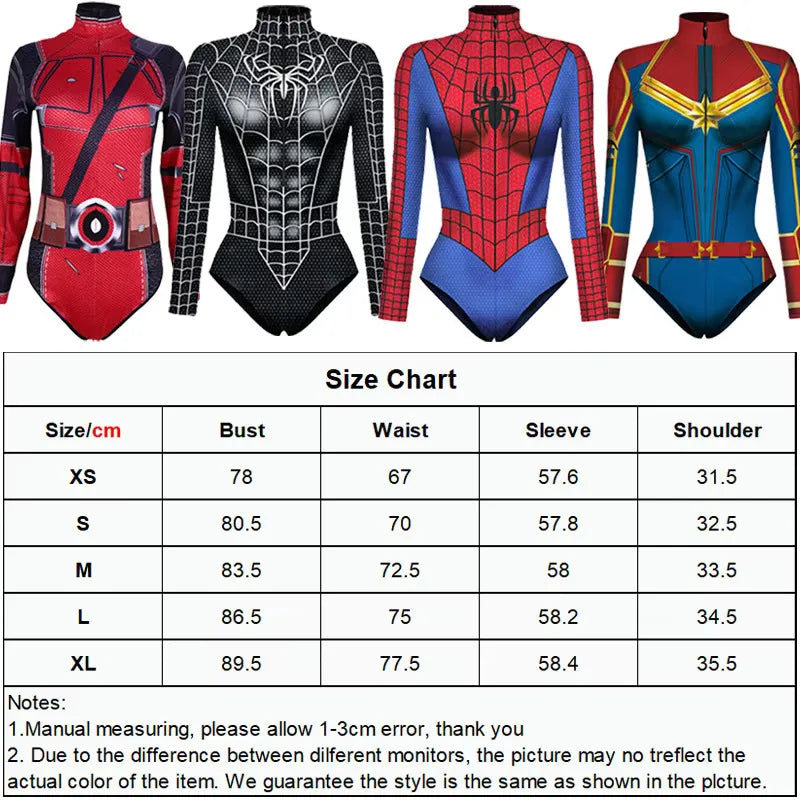 Spiderman Swimsuit for Women One-piece Swimsuits Superhero Jumpsuit The Amazing Spider-Man Cosplay Costumes T Shirts Bodysuit
