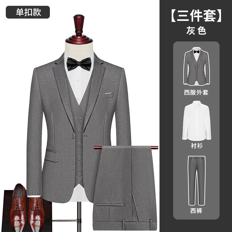 Men's Big Size Suit Set Professional Business Wedding Groom Office Team Uniform Summer Formal Suit
