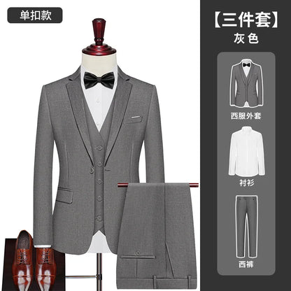 Men's Big Size Suit Set Professional Business Wedding Groom Office Team Uniform Summer Formal Suit