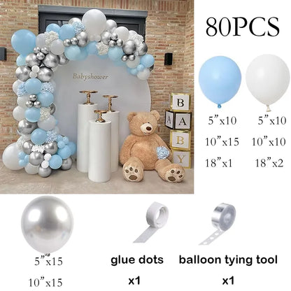 115pcs Baby Blue Balloons Garland Birthday Party Decor Balloon Arch Kit Skin Khaki Globos Baby Shower Gender Reveal Decoration