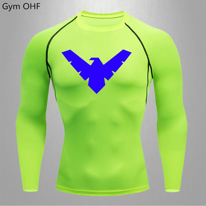 Compression Nightwing Print Tops For Men T Shirt Rashguard Jiu Jitsu Gym Fitness Running Train   ing Shirts Jersey Short Sleeved