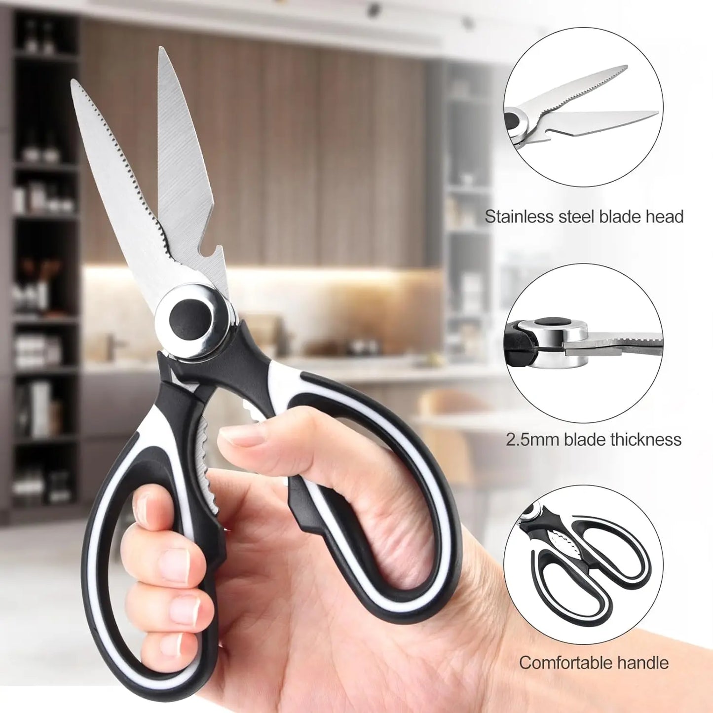 Kitchen Scissors All Purpose 3 Pack kitchen gadgets utensils Stainless Steel Cooking Shears for Cutting Meat Food Fish Poultry