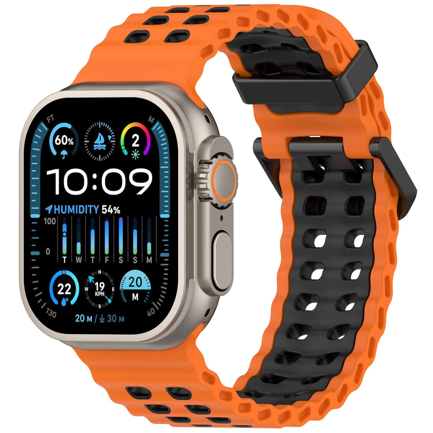 Two-Tone Ocean Silicone Strap for Apple Watch Ultra/2 49mm Sports Comfortable Lightweight Band iWatch 10 9 8 7 6 5 4 SE Bracelet