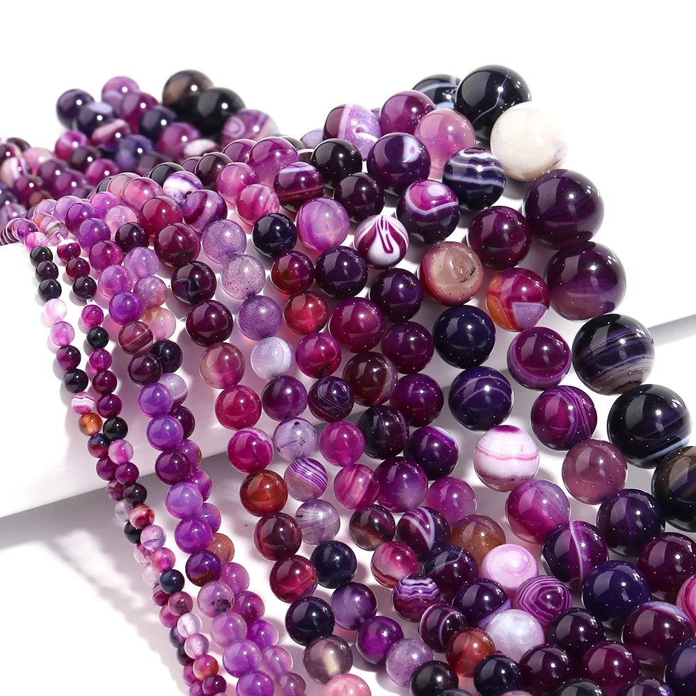 Natural Stone 4 6 8 10 12mm Round Tiger Eye Amethyst Agate Jades Stone Spacer Bead For Jewelry Making Diy Bracelet Needlework