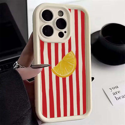 Lemon Cool Stripe Pattern Phone Case for iPhone 17 16 Pro Max 15 14 13 12 11 XS X XR 7 8 Plus SE 2022 17Air 16E Shockproof Cover