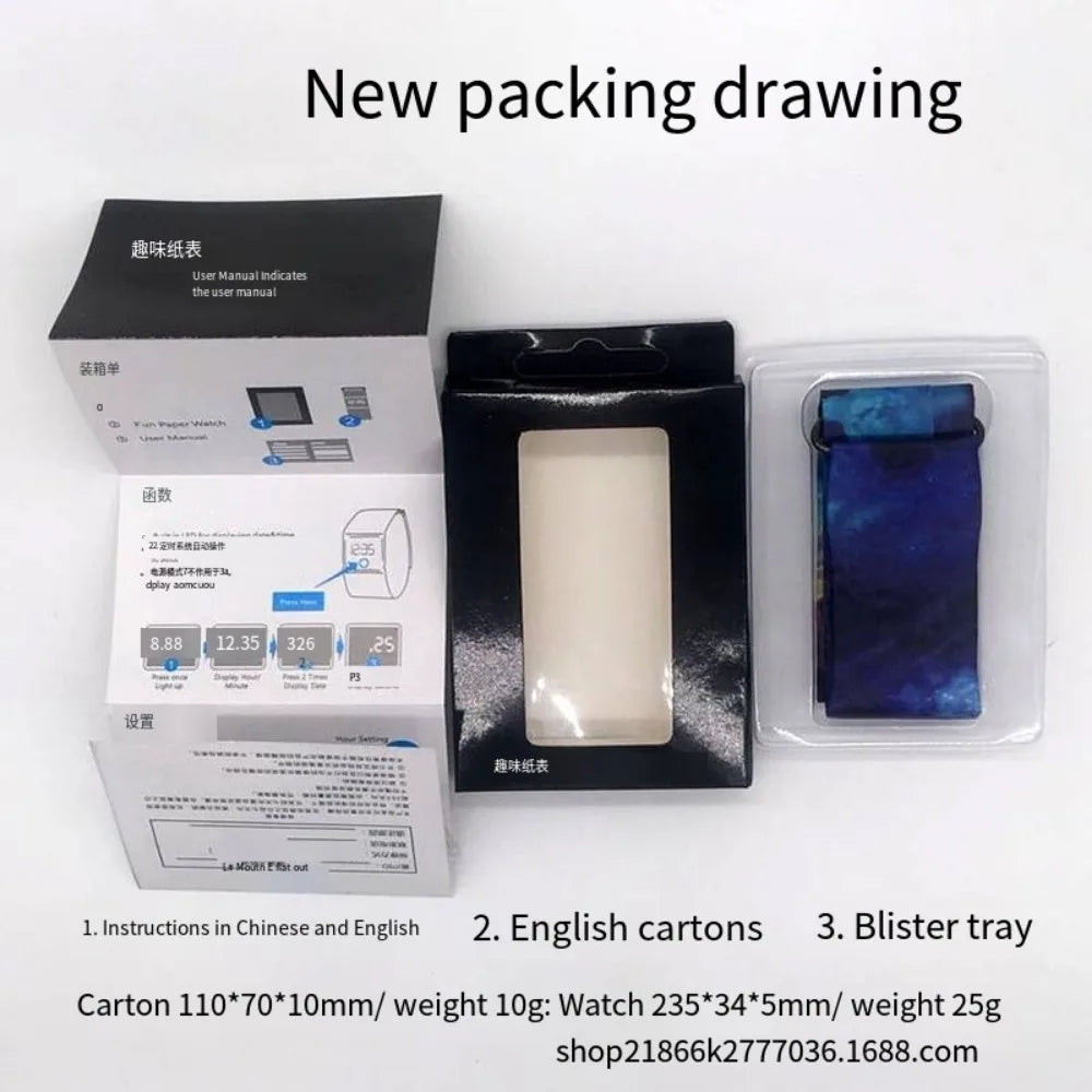 Smart Watch 2025 Trend PaperWatch PaprseWatch Paper Waterproof Youth Peple  Electronic Creative Variety of Styles