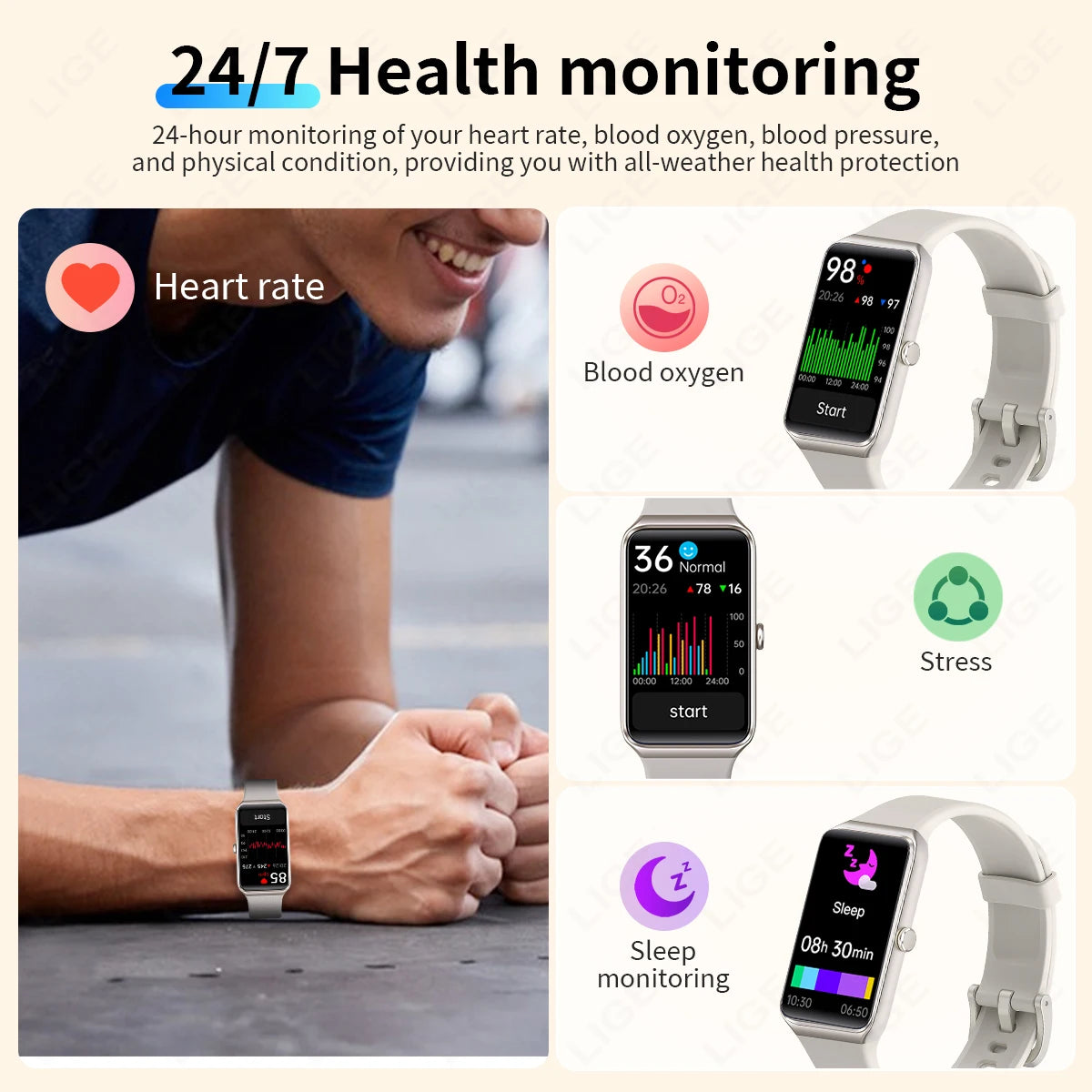 LIGE New Smart Watch Women Men 2025 Call Reminder 1.47" HD Screen Smartwatch For Android IOS Fitness Tracker Waterproof Watches