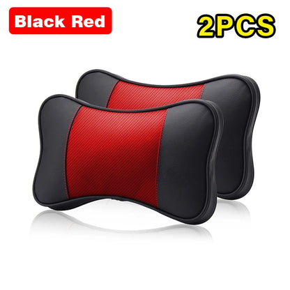 2PCS Cowhide Car Neck Pillows Soft Breathable Universal Seat Headrest Support Auto Interior Decoration Top Quality