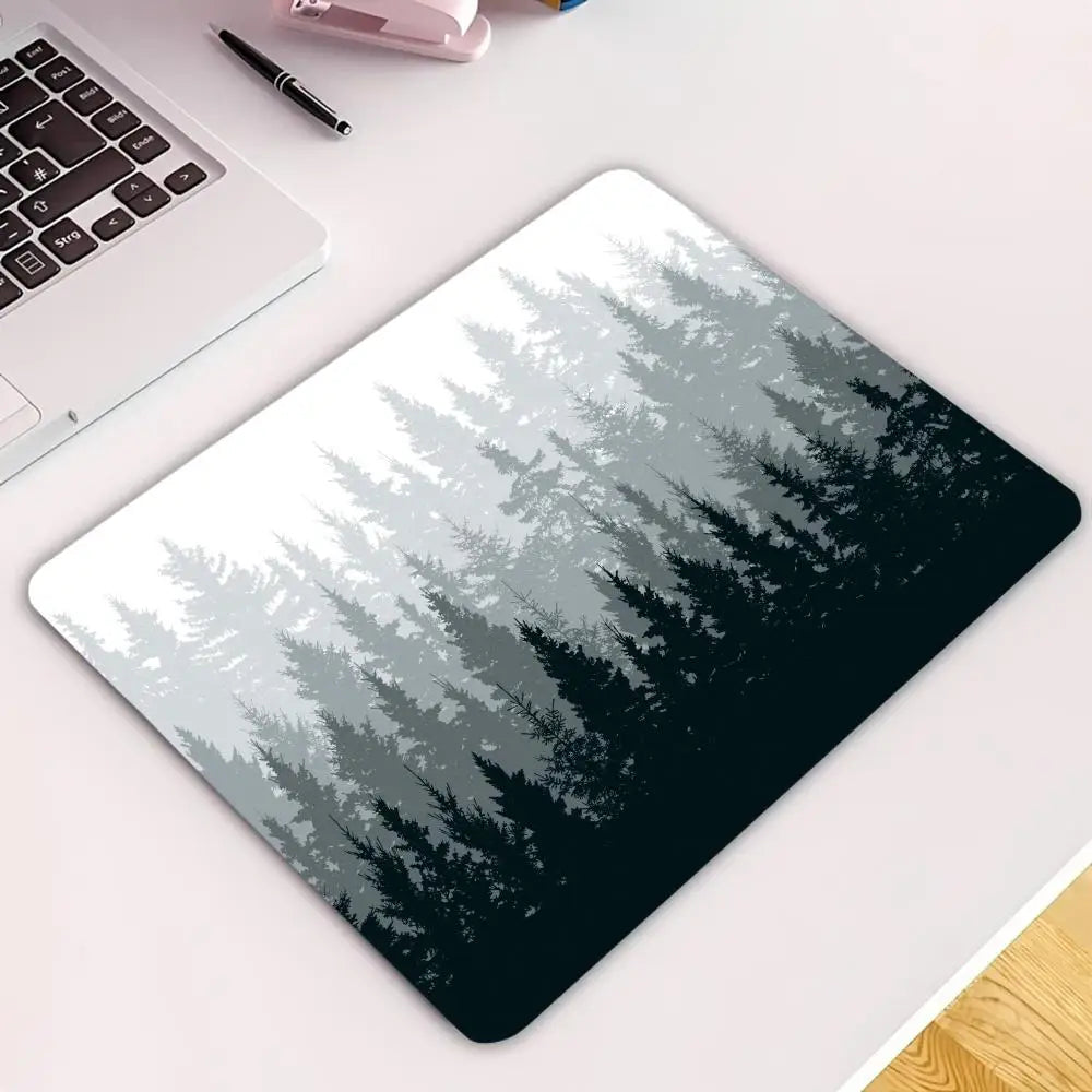 18x22cm Small-sized Gaming Mouse Pad, Black and White Jungle-style Design,laptop Office Pad, Suitable for Office,home,and Gaming