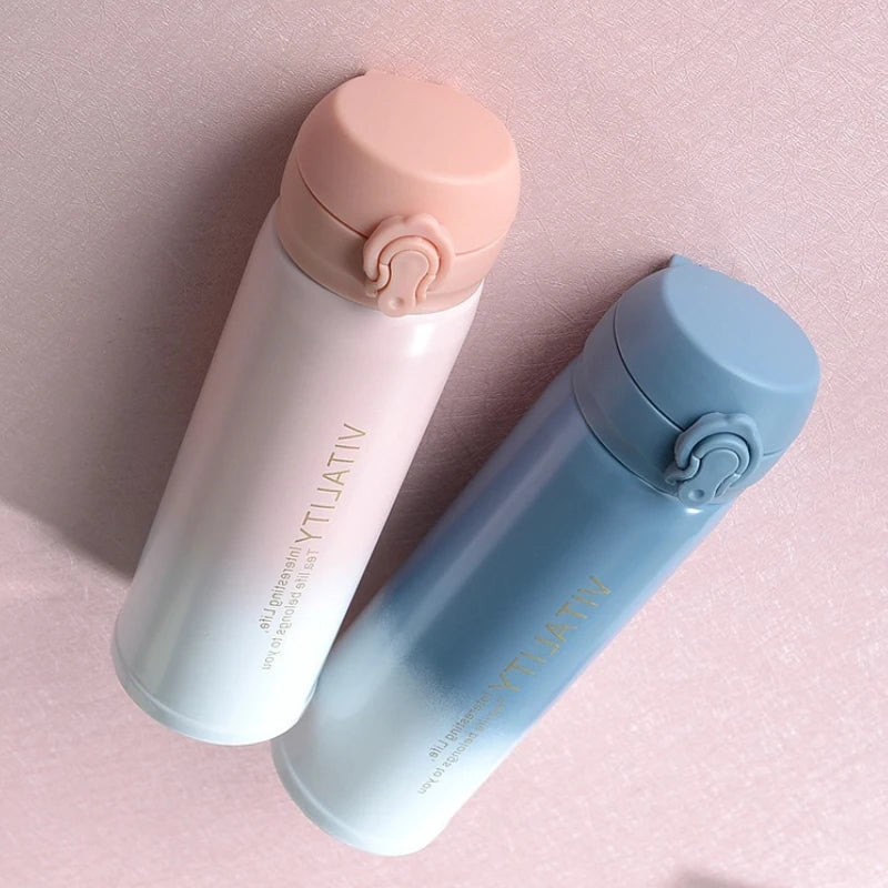 304 Stainless Steel Thermal Bottle Gradient Color Flip Lid Portable Vacuum Cup for Outdoor Hiking Halloween Christmas Gift