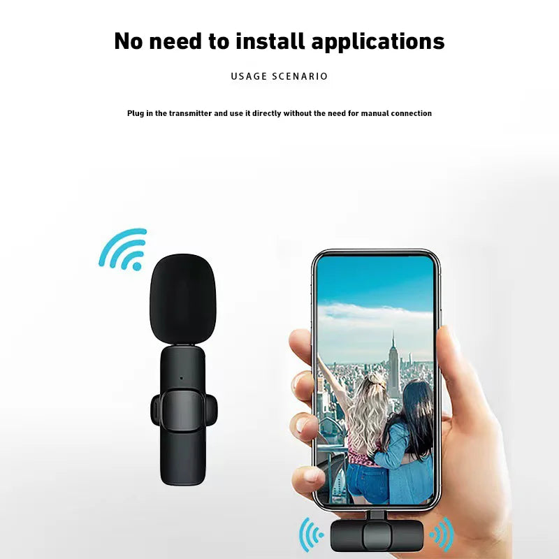 Mini Portable Wireless Lavalier Microphone for Live Broadcast Gaming Audio Video Recording iPhone Android