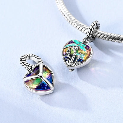 Leisurely 925 Sterling Silver Beach Trip Hawaiian Bikini Surf Coconut Tree Charm Fit DIY Bracelet Necklace Travel Souvenirs