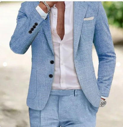 2025 Spring New Men Digital Print Casual Suit Set Jacket Pants Two Piece Cross Border Trade