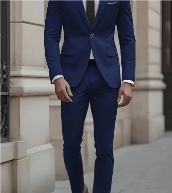 Business Casual Men's Two-Piece Suit Set Wedding Groomsmen Pure Color Formal Wear Spring Summer Autumn Winter New Arrival