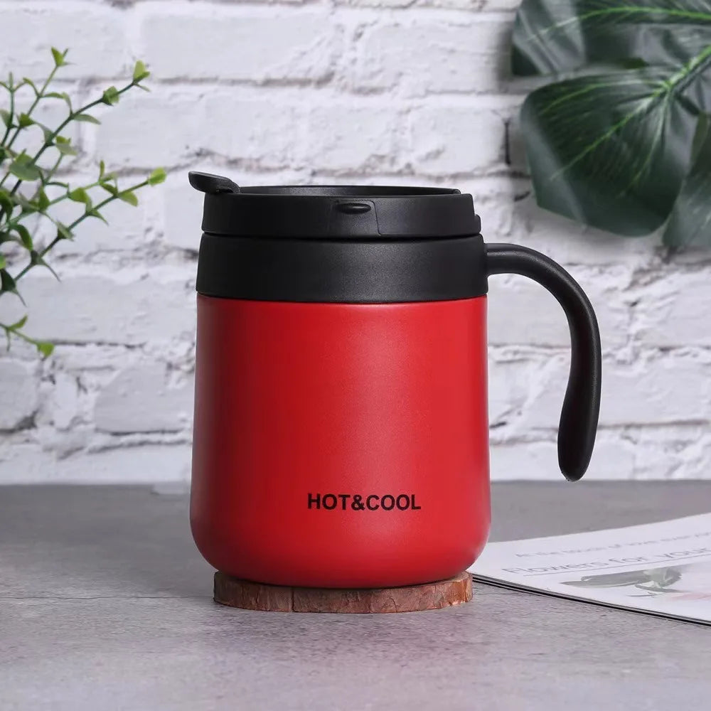 350/500ml Insulated Coffee Mug with Handle Stainless Steel Insulated Mug Coffee Tumbler Thermos Tea Cups with Lip